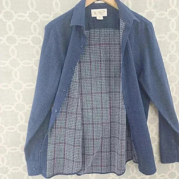 Original Penguin Heritage Slim Fit Navy Blue Button Down Long Sleeve Shirt Men's - Picture 3 of 8